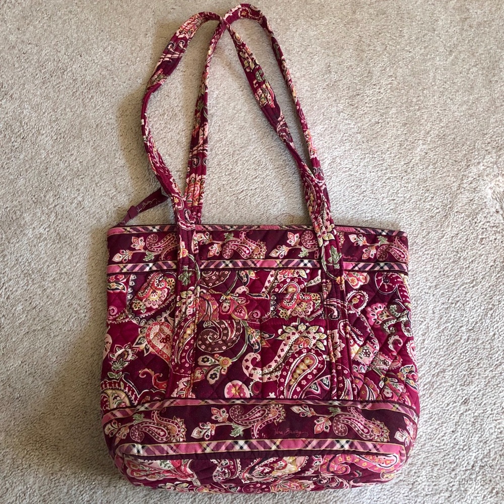 Vera Bradley Quilted Paisley Tote in Burgundy Pink
